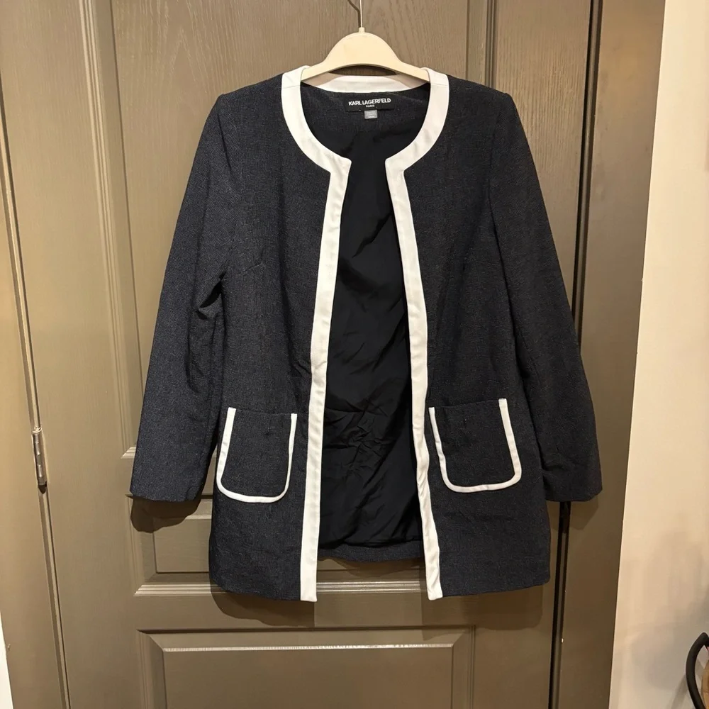 Karl Lagerfeld Contrast Trim Jacket - Picture 7 of 9